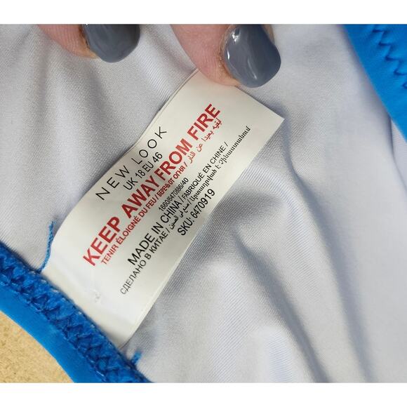 2 Piece ASOS Plus Sz 14 Swim Bathing Suit Blue Floral Sports Bra Full cover - Picture 6 of 6